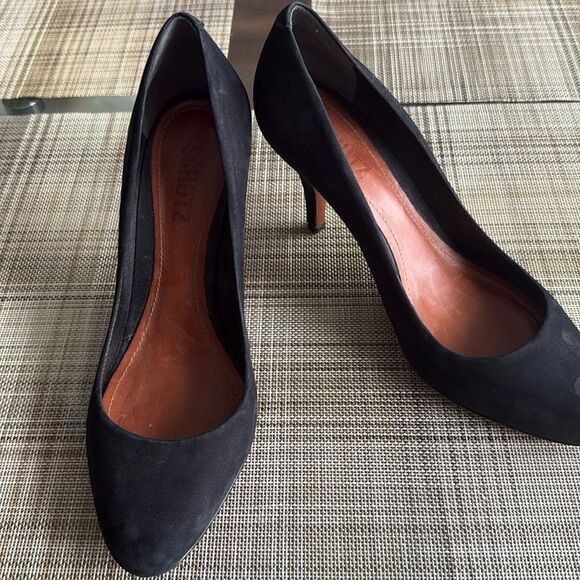 Schutz Black Suede Leather Pumps. Size 7.5M. - Picture 2 of 7